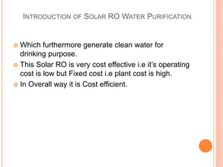 RO WATER PURIFICATION MODEL USING SOLAR ENERGY AND.pptx