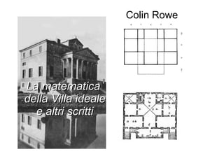 Colin Rowe
La matematicaLa matematica
della Villa idealedella Villa ideale
e altri scrittie altri scritti
 