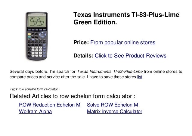 row echelon form calculator form calculator