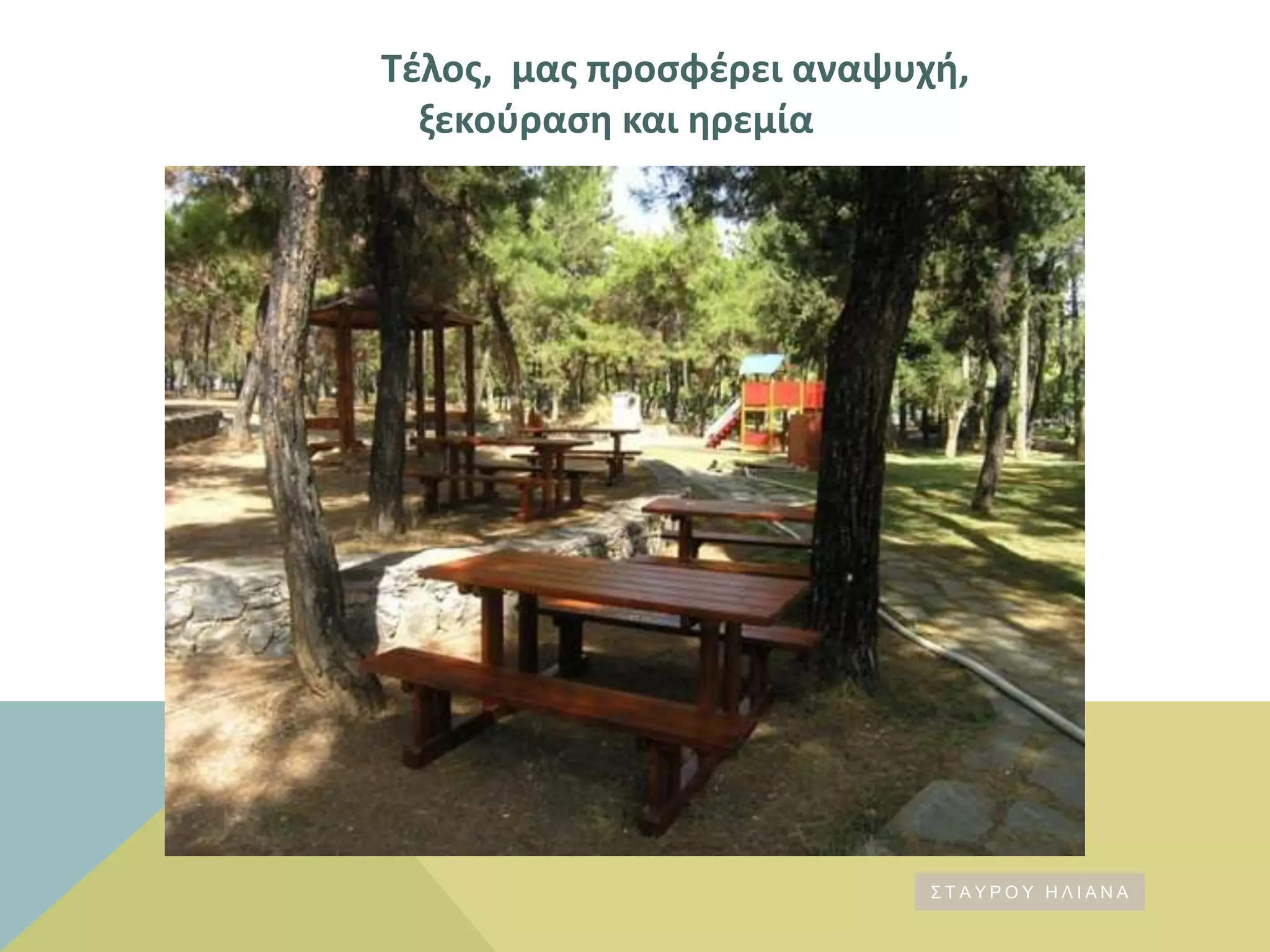 Σζλοσ, μασ προςφζρει αναψυχι,
ξεκοφραςθ και θρεμία
Σ Τ Α Υ Ρ Ο Υ Η Λ Ι Α Ν Α
 