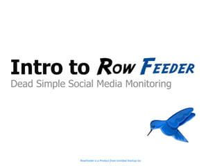 Intro to Dead Simple Social Media Monitoring RowFeeder is a Product from Untitled Startup Inc. 