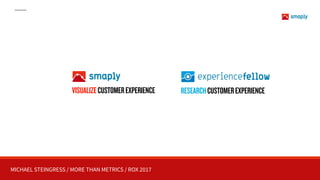 MICHAEL STEINGRESS / MORE THAN METRICS / ROX 2017
VISUALIZECUSTOMEREXPERIENCE RESEARCHCUSTOMEREXPERIENCE
 