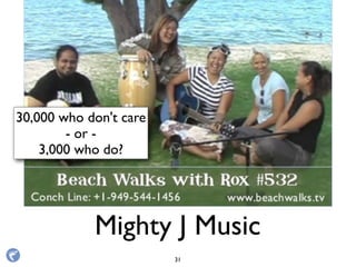 Mighty J Music
30,000 who don't care
- or -
3,000 who do?
31
 