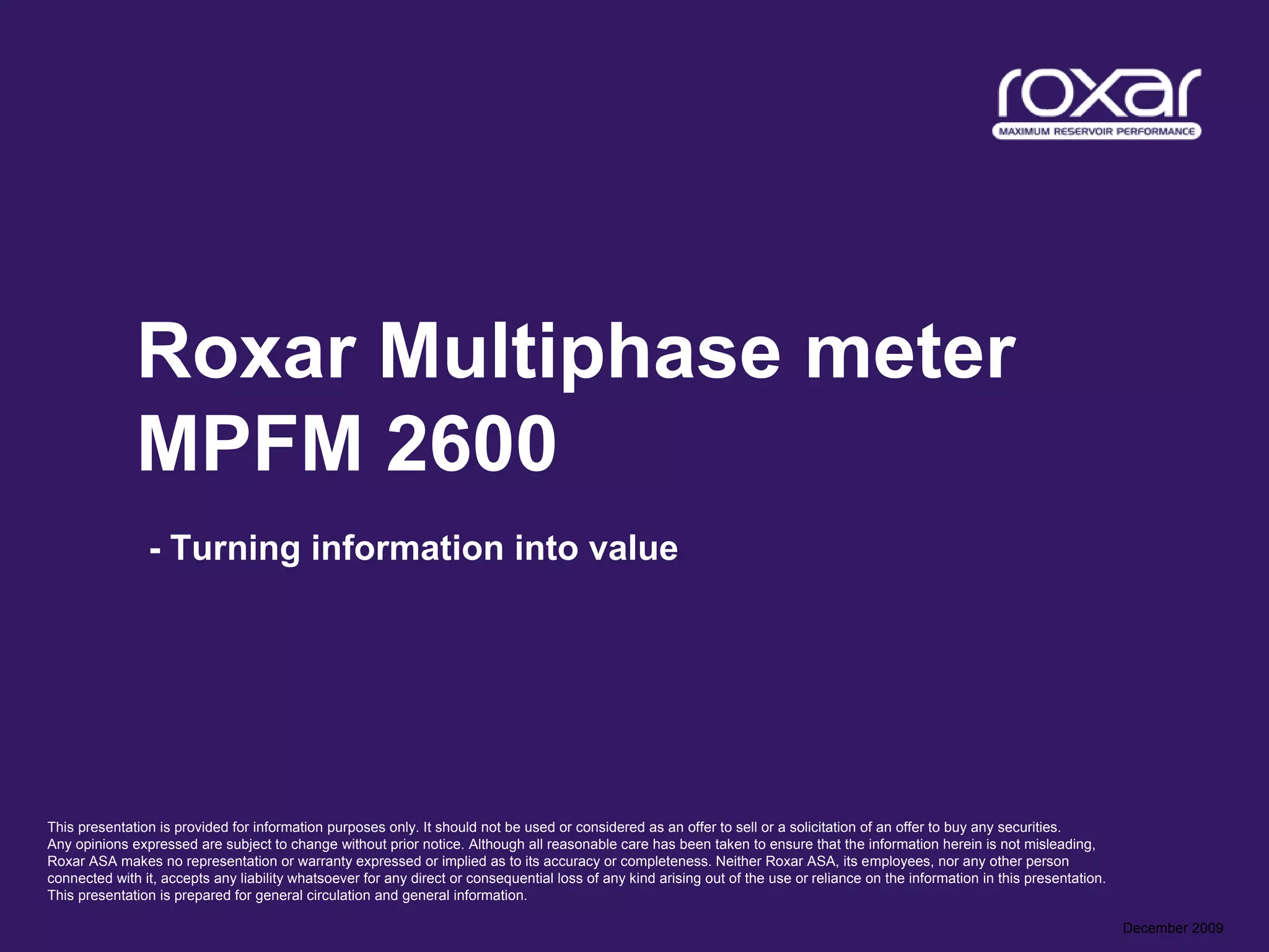 Roxar Multiphase Meter | PDF