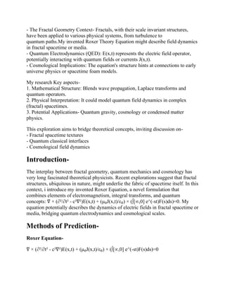 Exploring the Interplay: Fractal Geometry, Quantum Electrodynamics and ...
