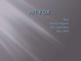 Roy
Science Report
Mr. Castrellon
May 2014
 