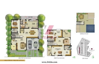Villa Type D3 - Villa No. 15 to 24
First Floor PlanGround Floor Plan
Terrace Plan
Key Plan
Built Up Area: 4036
No of Villas: 10
Type – D3
www.Zricks.com
 