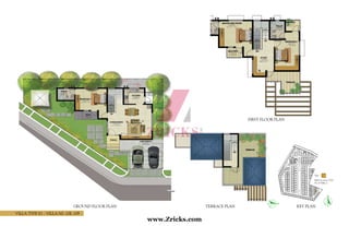 Villa Type E1 - Villa N0. 108, 109
First Floor Plan
Terrace PlanGround Floor Plan Key Plan
Built Up Area: 2575
No of Villas: 2
Type – E1
www.Zricks.com
 