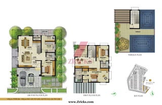 Villa Type E4 - Villa No. 101 to 105, 110 to 112, 121 to 128
First Floor Planground Floor Plan
Terrace Plan
Key Plan
Built Up Area: 2804
No of Villas: 16
Type – E4
www.Zricks.com
 