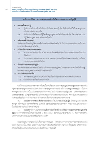 μ“¡æ√–√“™°ƒ…Æ’°“«à“¥â«¬°“√‡ πÕ‡√◊ËÕß·≈–°“√ª√–™ÿ¡§≥–√—∞¡πμ√’ æ.». ÚıÙ¯ 
·≈–√–‡∫’¬∫«à“¥â«¬À≈—°‡°≥±å·≈–«‘Π’°“√‡ πÕ‡√◊ËÕßμàÕ§≥–√—∞¡πμ√’ æ.». ÚıÙ¯ 
À≈—°‡°≥±å„π°“√μ√«® Õ∫§«“¡®”‡ªìπ„π°“√μ√“æ√–√“™∫—≠≠—μ‘ 
ˆ ·π«Σ“ß°“√ªØ‘∫—μ‘ 
ˆ. §«“¡æ√âÕ¡¢Õß√—∞ 
ˆ.Ò √—∞¡’§«“¡æ√âÕ¡„π¥â“π°”≈—ß§π °”≈—ß‡ß‘π §«“¡√Ÿâ Σ’Ë®–∫—ß§—∫°“√„Àâ‡ªìπ‰ªμ“¡°ÆÀ¡“¬ 
Õ¬à“ß¡’ª√– ‘ΣΠ‘¿“æÀ√◊Õ‰¡à 
ˆ.Ú ¡’«‘Π’°“√Õ¬à“ß‰√Σ’Ë®–Σ”„ÀâºŸâΣ’Ë®–μâÕß∂Ÿ°°ÆÀ¡“¬∫—ß§—∫¡’§«“¡‡¢â“„® ¡’§«“¡æ√âÕ¡ ·≈– 
ªØ‘∫—μ‘μ“¡°ÆÀ¡“¬Õ¬à“ß¬‘π¬Õ¡æ√âÕ¡„® 
˜. Àπà«¬ß“πΣ’Ë√—∫º‘¥™Õ∫ 
¡’Àπà«¬ß“πÕ◊Ëπ„¥Σ’ËªØ‘∫—μ‘¿“√°‘®´È”´âÕπÀ√◊Õ„°≈â‡§’¬ß°—πÀ√◊Õ‰¡à ∂â“¡’ ¡§«√¬ÿ∫Àπà«¬ß“ππ—Èπ À√◊Õ 
§«√ª√—∫‡ª≈’Ë¬πÕ¬à“ß‰√À√◊Õ‰¡à 
¯. «‘Π’°“√Σ”ß“π·≈–°“√μ√«® Õ∫ 
¯.Ò „π°“√°”Àπ¥«‘Π’°“√Σ”ß“π‰¥â°”Àπ¥„Àâ Õ¥§≈âÕß°—∫À≈—°°“√∫√‘À“√°‘®°“√∫â“π‡¡◊Õß 
Σ’Ë¥’À√◊Õ‰¡à 
¯.Ú ¡’√–∫∫°“√μ√«® Õ∫·≈–§“πÕ”π“® ·≈–°√–∫«π°“√Σ’ËΣ”„Àâ‡°‘¥§«“¡√«¥‡√Á« ‰¡à´È”´âÕπ 
·≈–¡’ª√– ‘ΣΠ‘¿“æÕ¬à“ß‰√∫â“ß 
˘. Õ”π“®„π°“√μ√“Õπÿ∫—≠≠—μ‘ 
‰¥â°”Àπ¥°√Õ∫À√◊Õ¡“μ√°“√ªÑÕß°—π¡‘„Àâ¡’°“√μ√“Õπÿ∫—≠≠—μ‘Σ’Ë‡ªìπ°“√¢¬“¬Õ”π“®‡®â“Àπâ“Σ’Ë¢Õß√—∞ 
À√◊Õ‡æ‘Ë¡¿“√–·°à∫ÿ§§≈‡°‘π ¡§«√‰«â‡æ’¬ß„¥À√◊Õ‰¡à 
Ò. °“√√—∫øíß§«“¡§‘¥‡ÀÁπ 
Ò.Ò „π°“√¬°√à“ß°ÆÀ¡“¬‰¥â‡ªî¥‚Õ°“ „ÀâºŸâ‡°’Ë¬«¢âÕßΣÿ°ΩÉ“¬· ¥ß§«“¡§‘¥‡ÀÁπ·≈â«À√◊Õ‰¡à 
Ò.Ú ¢âÕ§—¥§â“π¢ÕßºŸâ‡°’Ë¬«¢âÕß¡’ª√–°“√„¥ 
¢âÕΣ’Ë§«√∂◊Õ‡ªìπÀ≈—°°“√æ‘®“√≥“μ—Èß·μà‡∫◊ÈÕßμâπΣ’Ë®–‡ πÕæ√–√“™∫—≠≠—μ‘„Àâ§≥–√—∞¡πμ√’æ‘®“√≥“°Á§◊Õ 
°ÆÀ¡“¬·¡àÀ√◊Õ°ÆÀ¡“¬À≈—°‰¥â°”Àπ¥„ÀâμâÕß‡ πÕ°ÆÀ¡“¬≈”¥—∫√Õßπ—ÈπμàÕ§≥–√—∞¡πμ√’À√◊Õ‰¡à ‡π◊ËÕß®“° 
À“°°ÆÀ¡“¬≈”¥—∫√Õßπ—Èπ‰¡à¡’º≈°√–Σ∫μàÕª√–™“™π°Á‰¡àμâÕßπ”‡ πÕ§≥–√—∞¡πμ√’ ·μàÀ“°°√–Σ∫À√◊Õ 
¡’º≈μàÕª√–™“™π ·¡â°ÆÀ¡“¬·¡à®–‰¡à‰¥â°”Àπ¥«à“®–μâÕßπ”‡ πÕ§≥–√—∞¡πμ√’ „πΣ“ßªØ‘∫—μ‘Àπà«¬ß“π¢Õß 
√—∞‡®â“¢Õß‡√◊ËÕß°ÁÕ“®®–μâÕßæ‘®“√≥“∂÷ß§«“¡®”‡ªìπΣ’Ë®–μâÕßπ”‡ πÕ§≥–√—∞¡πμ√’¥â«¬ 
(Ú) °“√®—¥Σ” √ÿª “√– ”§—≠¢ÕßÀ≈—°°“√„π√à“ßæ√–√“™∫—≠≠—μ‘ ‚¥¬√–∫ÿ‡©æ“–ª√–‡¥Áπ 
”§—≠Ê Σ’Ëª√“°ØÕ¬Ÿà„π¡“μ√“Σ’Ë ”§—≠Ê ‡Σà“π—Èπ Õ¬à“ßπâÕ¬μâÕß¡’§«“¡™—¥‡®π«à“ °“√®–„Àâ¡’°ÆÀ¡“¬¥—ß°≈à“« 
π—Èπ‡æ◊ËÕ®–„™â∫—ß§—∫„π‡√◊ËÕß„¥ °—∫„§√∫â“ß 
(Û) °“√®—¥Σ”μ“√“ß‡ª√’¬∫‡Σ’¬∫„π°√≥’·°â‰¢‡æ‘Ë¡‡μ‘¡À√◊Õª√—∫ª√ÿßæ√–√“™∫—≠≠—μ‘Σ’Ë¡’ 
Õ¬Ÿà·≈â« μ“√“ß¥—ß°≈à“«π’È„Àâª√–°Õ∫¥â«¬ Û ™àÕß §◊Õ (Ò) ¢âÕ§«“¡„π°ÆÀ¡“¬‡¥‘¡ (Ú) ¢âÕ§«“¡„À¡àΣ’Ë¢Õ 
·°â‰¢À√◊Õ¬°‡≈‘° ·≈–(Û) ‡Àμÿº≈Σ’Ë¢Õ·°â‰¢À√◊Õ¬°‡≈‘° 
°√≥’°“√‡ πÕ√à“ß°ÆÀ¡“¬Õ◊ËπΣ’Ë¡‘„™àæ√–√“™∫—≠≠—μ‘ „Àâ¥”‡π‘π°“√®—¥Σ” √ÿª “√– ”§—≠„πÀ≈—°°“√ 
¢Õß√à“ß°ÆÀ¡“¬π—Èπ¡“¥â«¬ ·≈–À“°‡ªìπ°“√·°â‰¢‡æ‘Ë¡‡μ‘¡À√◊Õª√—∫ª√ÿß°ÆÀ¡“¬Σ’Ë¡’Õ¬Ÿà·≈â« „Àâ®—¥Σ”μ“√“ß 
‡ª√’¬∫‡Σ’¬∫√à“ß°ÆÀ¡“¬‡™àπ‡¥’¬«°—∫°“√‡ πÕ√à“ßæ√–√“™∫—≠≠—μ‘ 
 