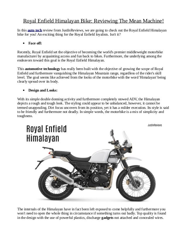 Royal Enfield Himalayan Bike Reviewing The Mean Machine