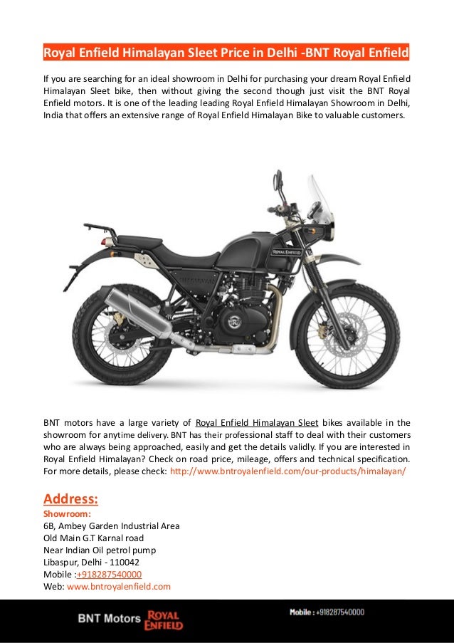 Royal Enfield Himalayan Sleet Price In Delhi Bnt Royal Enfield