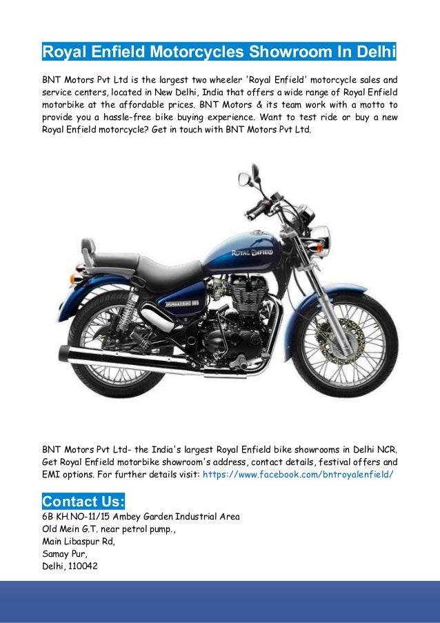 Royal Enfield Motorcycles Showroom In Delhi Ncr Bnt Motors Pvt Ltd