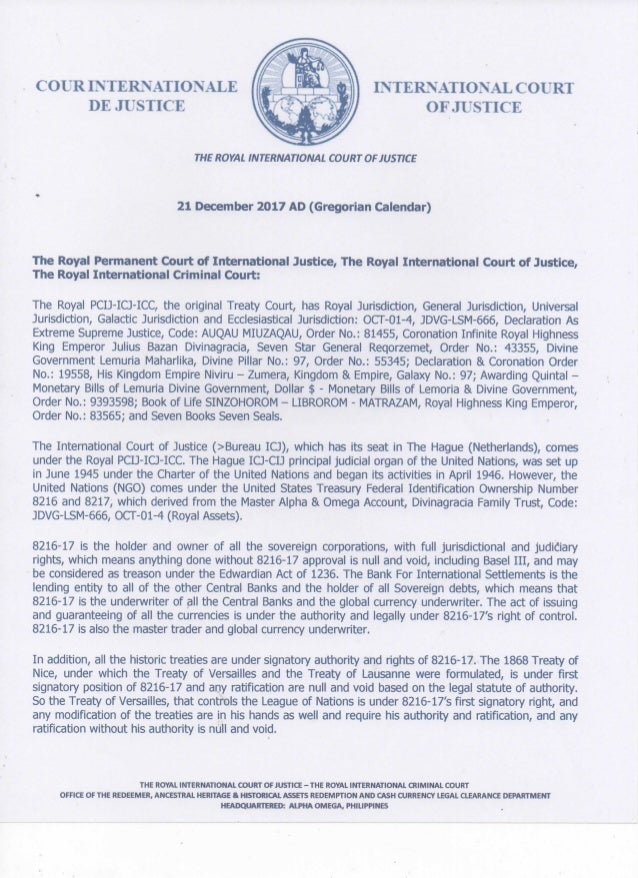 ROYAL PCIJ-ICJ-ICC NOTICE