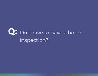 Do I have to have a home
inspection?
Q:
 