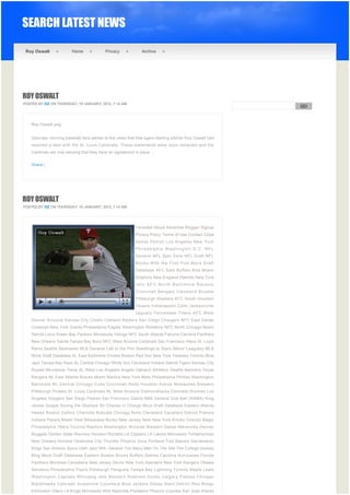 SEARCH LATEST NEWS

 Roy Oswalt              Home              Privacy             Archive




ROY OSWALT
POSTED BY EIZ ON THURSDAY, 19 JANUARY, 2012, 7:14 AM
                                                                                                            GO


                                                                                                         
    Roy-Oswalt.png


    Saturday morning baseball fans awoke to the news that free agent starting pitcher Roy Oswalt had
    reached a deal with the St. Louis Cardinals. These statements were soon retracted and the
    Cardinals are now denying that they have an agreement in place ...


    Share |




ROY OSWALT
POSTED BY EIZ ON THURSDAY, 19 JANUARY, 2012, 7:14 AM




                                                           Fansided About Advertise Blogger Signup
                                                           Privacy Policy Terms of Use Contact Cities
                                                           Dallas Detroit Los Angeles New York
                                                           Philadelphia Washington D.C. NFL
                                                           General NFL Spin Zone NFL Draft NFL
                                                           Mocks With the First Pick Mock Draft
                                                           Database AFC East Buffalo Bills Miami
                                                           Dolphins New England Patriots New York
                                                           Jets AFC North Baltimore Ravens
                                                           Cincinnati Bengals Cleveland Browns
                                                           Pittsburgh Steelers AFC South Houston
                                                           Texans Indianapolis Colts Jacksonville
                                                           Jaguars Tennessee Titans AFC West
    Denver Broncos Kansas City Chiefs Oakland Raiders San Diego Chargers NFC East Dallas
    Cowboys New York Giants Philadelphia Eagles Washington Redskins NFC North Chicago Bears
    Detroit Lions Green Bay Packers Minnesota Vikings NFC South Atlanta Falcons Carolina Panthers
    New Orleans Saints Tampa Bay Bucs NFC West Arizona Cardinals San Francisco 49ers St. Louis
    Rams Seattle Seahawks MLB General Call to the Pen Seedlings to Stars (Minor Leagues) MLB
    Mock Draft Database AL East Baltimore Orioles Boston Red Sox New York Yankees Toronto Blue
    Jays Tampa Bay Rays AL Central Chicago White Sox Cleveland Indians Detroit Tigers Kansas City
    Royals Minnesota Twins AL West Los Angeles Angels Oakland Athletics Seattle Mariners Texas
    Rangers NL East Atlanta Braves Miami Marlins New York Mets Philadelphia Phillies Washington
    Nationals NL Central Chicago Cubs Cincinnati Reds Houston Astros Milwaukee Brewers
    Pittsburgh Pirates St. Louis Cardinals NL West Arizona Diamondbacks Colorado Rockies Los
    Angeles Dodgers San Diego Padres San Francisco Giants NBA General Dub Ball (WNBA) King
    James Gospel Saving the Skyhook Sir Charles In Charge Mock Draft Database Eastern Atlanta
    Hawks Boston Celtics Charlotte Bobcats Chicago Bulls Cleveland Cavaliers Detroit Pistons
    Indiana Pacers Miami Heat Milwaukee Bucks New Jersey Nets New York Knicks Orlando Magic
    Philadelphia 76ers Toronto Raptors Washington Wizards Western Dallas Mavericks Denver
    Nuggets Golden State Warriors Houston Rockets LA Clippers LA Lakers Minnesota Timberwolves
    New Orleans Hornets Oklahoma City Thunder Phoenix Suns Portland Trail Blazers Sacramento
    Kings San Antonio Spurs Utah Jazz NHL General Too Many Men On The Site The College Hockey
    Blog Mock Draft Database Eastern Boston Bruins Buffalo Sabres Carolina Hurricanes Florida
    Panthers Montreal Canadiens New Jersey Devils New York Islanders New York Rangers Ottawa
    Senators Philadelphia Flyers Pittsburgh Penguins Tampa Bay Lightning Toronto Maple Leafs
    Washington Capitals Winnipeg Jets Western Anahiem Ducks Calgary Flames Chicago
    Blackhawks Colorado Avalanche Columbus Blue Jackets Dallas Stars Detroit Red Wings
    Edmonton Oilers LA Kings Minnesota Wild Nashville Predators Phoenix Coyotes San Jose Sharks
 