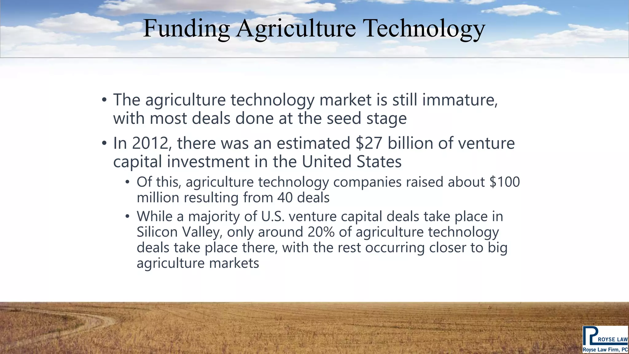 Agtech Industry Overview And Investment Ppt