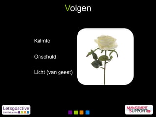 Volgen
Kalmte
Onschuld
Licht (van geest)
 