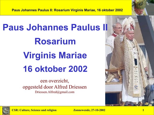 Johannes Paulus II: de Rozenkrans | PDF