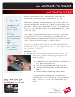 WEX rapid! PayCard case study-wendys franchise