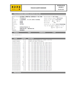 FICHA DE CLIENTE MANAGER
RP-GCO-01-02
Versión 1
04.09.2014
 