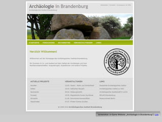 Screenshot: In-Game Website „Archäologie in Brandenburg“| Link
 