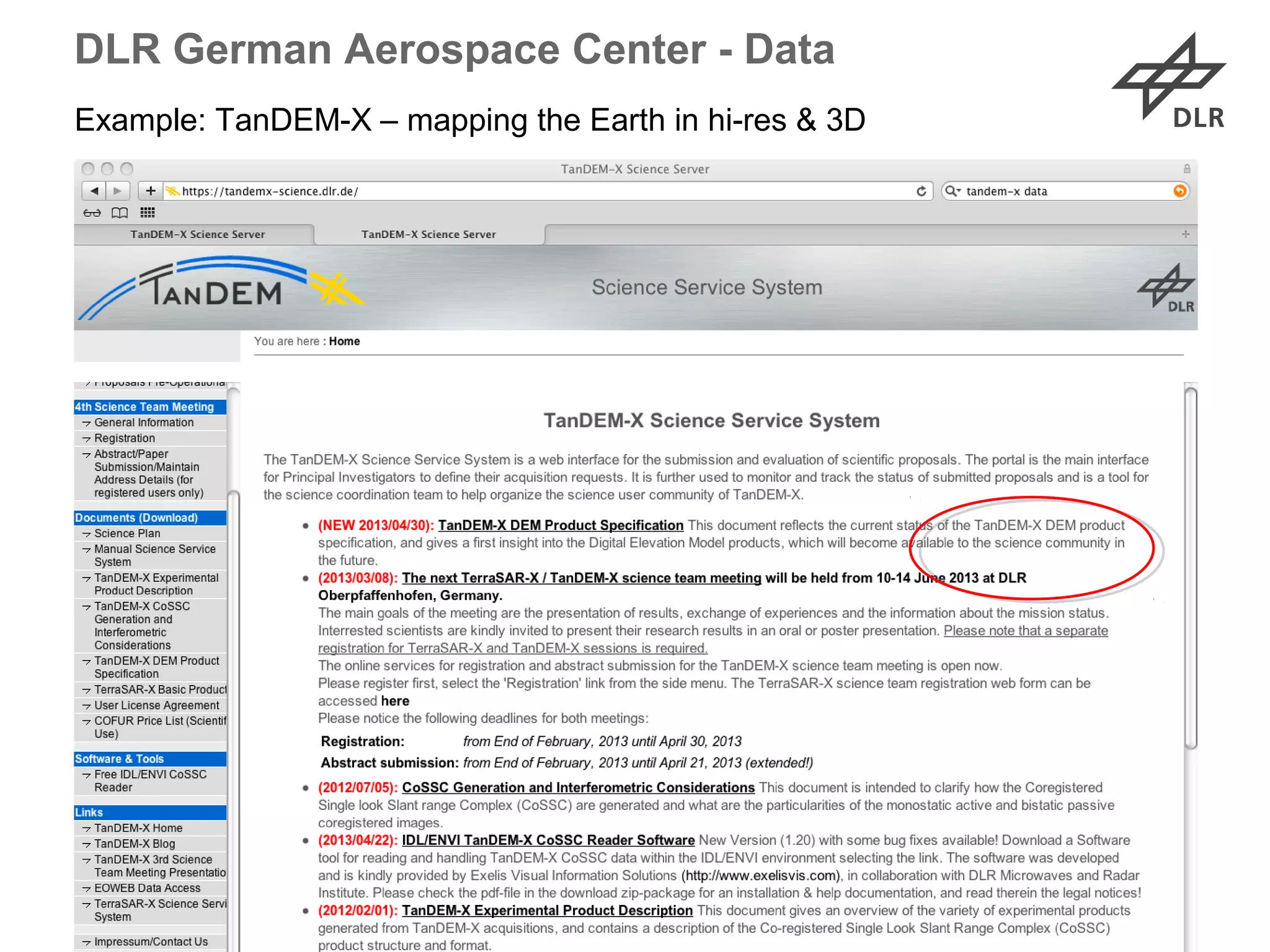 @DLR_de @DLR_en @marco_t
DLR German Aerospace Center - Data
Example: TanDEM-X – mapping the Earth in hi-res & 3D
 