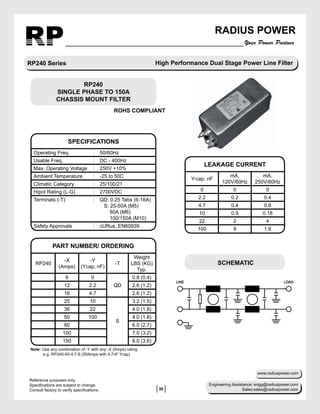 Single Phase EMI Filter - RP240 Series | PDF