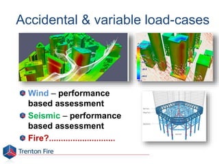 Accidental & variable load-cases
Wind – performance
based assessment
Seismic – performance
based assessment
Fire?............................
 