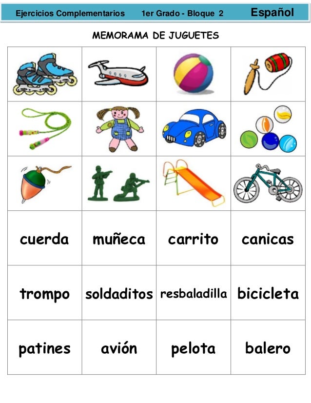los juguetes en español