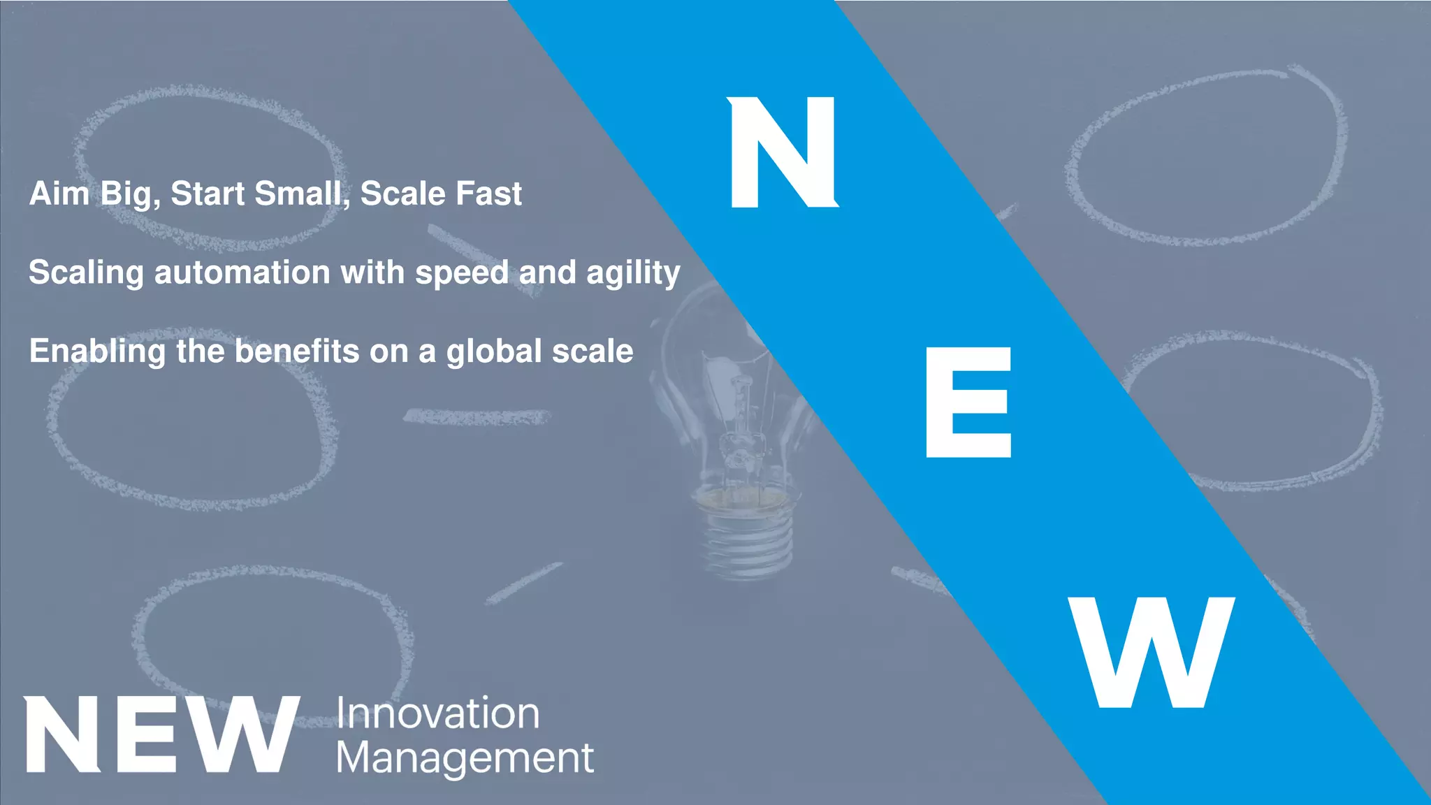 1
Aim Big, Start Small, Scale Fast
Scaling automation with speed and agility
Enabling the benefits on a global scale
 