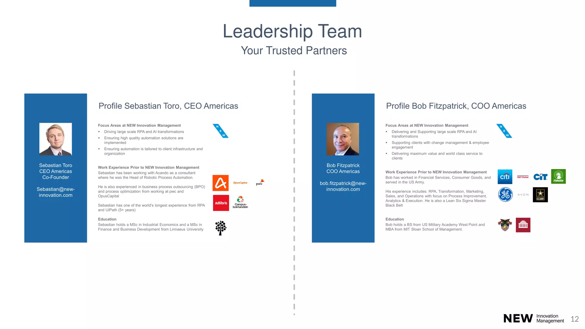 12
Leadership Team
Your Trusted Partners
 