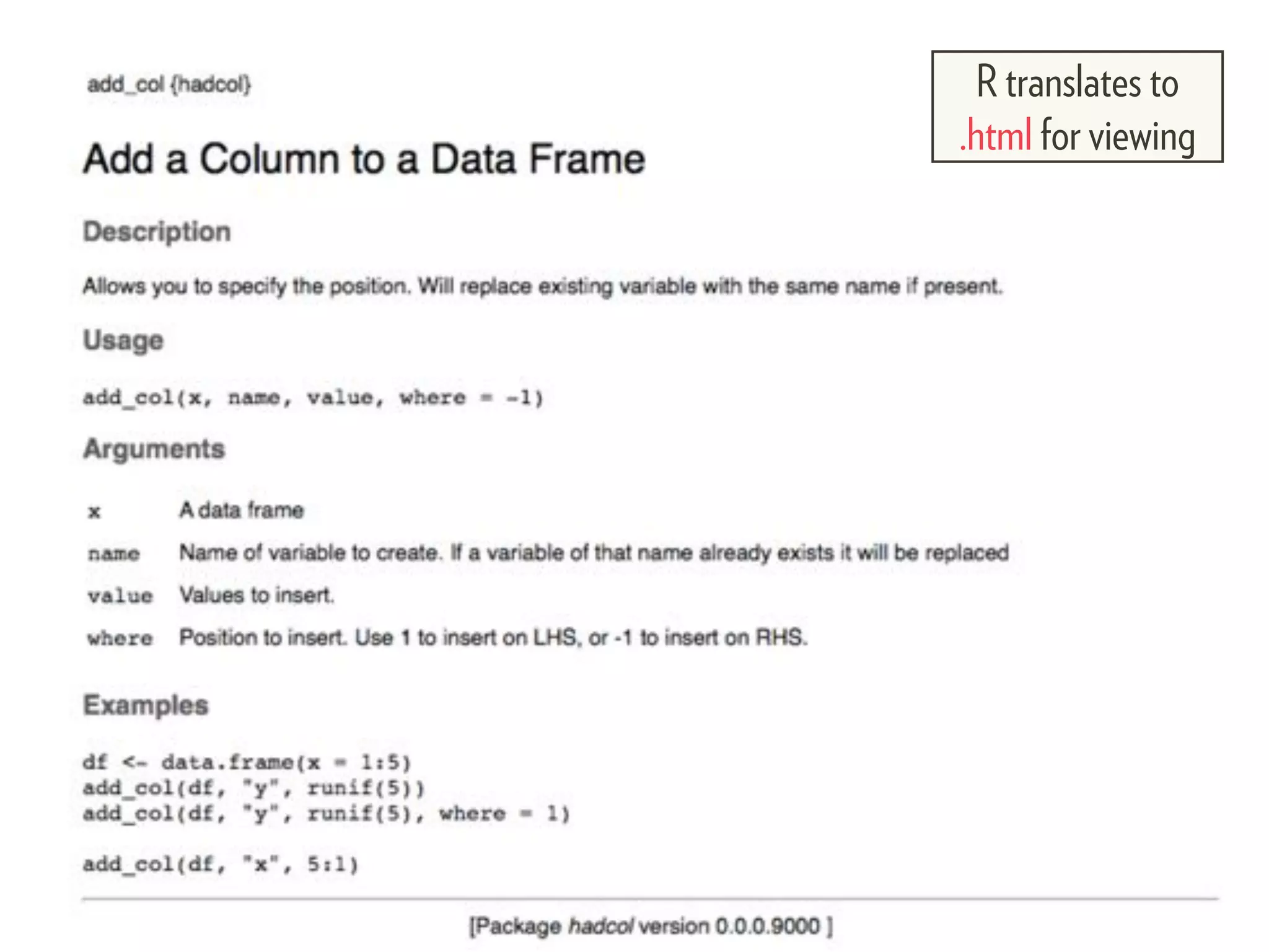 R translates to
.html for viewing
 