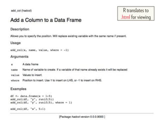 R translates to
.html for viewing
 