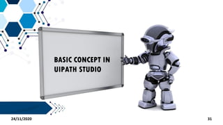 BASIC CONCEPT IN
UIPATH STUDIO
3124/11/2020
 