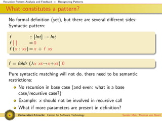 Recursion Pattern Analysis and Feedback