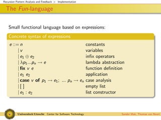 Recursion Pattern Analysis and Feedback