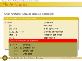 Recursion Pattern Analysis and Feedback