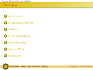 Recursion Pattern Analysis and Feedback