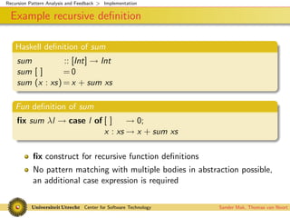 Recursion Pattern Analysis and Feedback