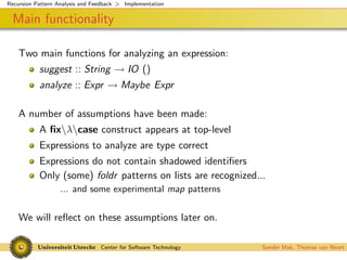 Recursion Pattern Analysis and Feedback
