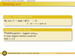 Recursion Pattern Analysis and Feedback