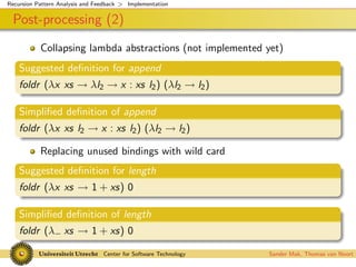 Recursion Pattern Analysis and Feedback