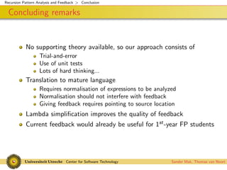 Recursion Pattern Analysis and Feedback