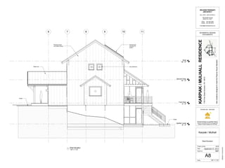First Floor
0' - 0"
Second Floor
10' - 0"
Roof
18' - 0"
Garden Level
-9' - 0"
1
A10
1 2 3 4 5
18
9
17 19 20 21
8
3
21 22
23
1
A11
Grade
Grade beyond
Optional roof
mounted PV system
Metal roof
Intus windows
Screen porch
Scale
Project number
Date
Drawn by
AIA, CPHC, LEED AP BD+C
129 Sawkill Avenue
Milford PA 18337
Office 570 296 0466
Mobile 267 294 9818
richard@richardpedranti.com
KARPIAK/MULHALLRESIDENCE
1700PineStreetScranton,PA18510
SCHEMATIC DESIGN
DOCUMENTS
NewresidencedesignedtomeetthePassiveHouseStandard
Richard Pedranti is a Certified Passive
House Consultant (CPHC) through the
Passive House Institute US (PHIUS)
RICHARD PEDRANTI
ARCHITECT
P A S S I V E H O U S E
1/4" = 1'-0"
9/25/201210:29:27AM
A6
South Elevation
12-6
Karpiak / Mulhall
September 21, 2012
RBP
1/4" = 1'-0"
1
South Elevation
 