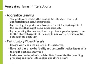 June 25, 2018 161
Analysing Human Interactions
• Apprentice Learning
− The performer teaches the analyst the job which can...