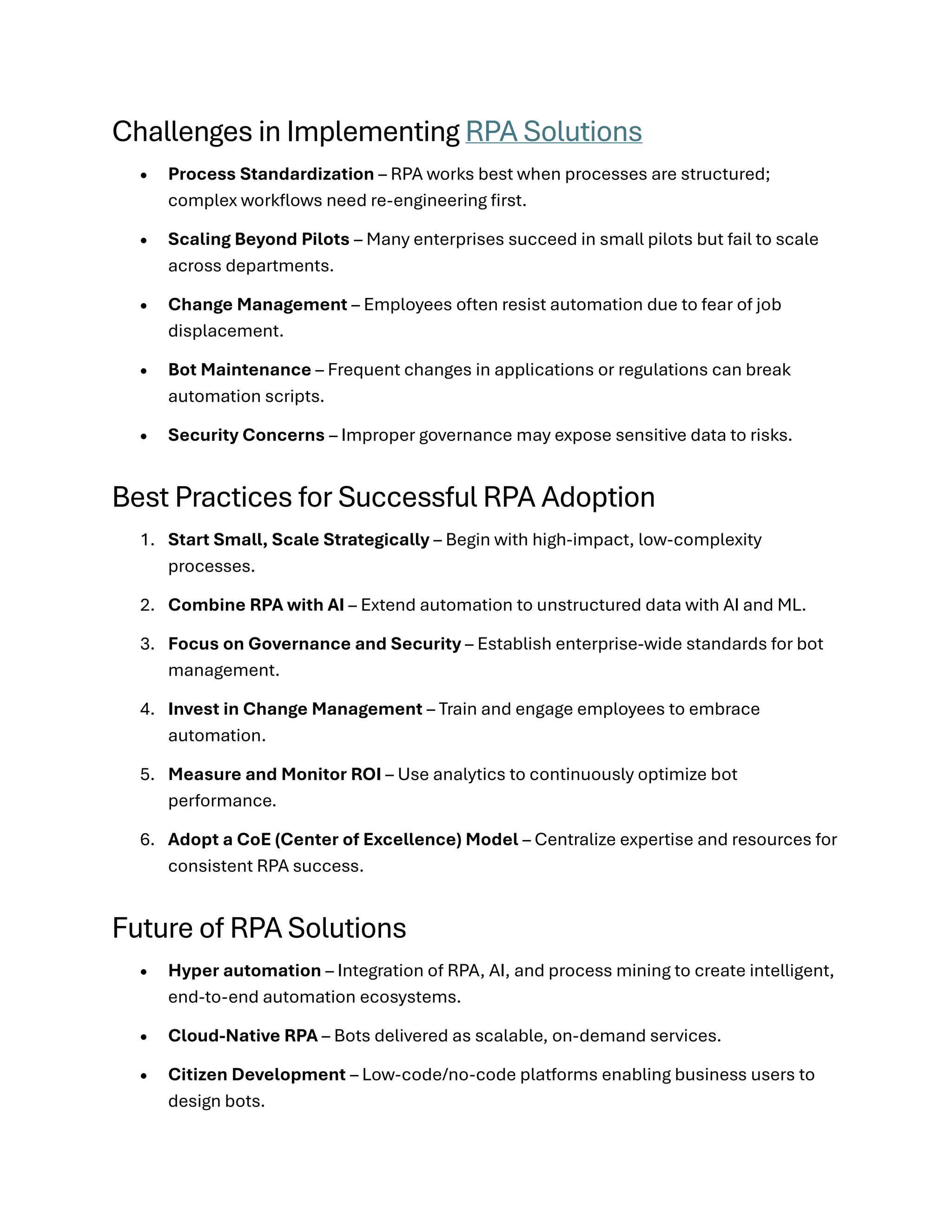 RPA Solutions: Driving Scalable Business Automation | PDF