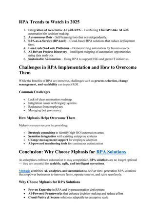 RPA Solutions: Powering the Next Wave of Digital Transformation | PDF