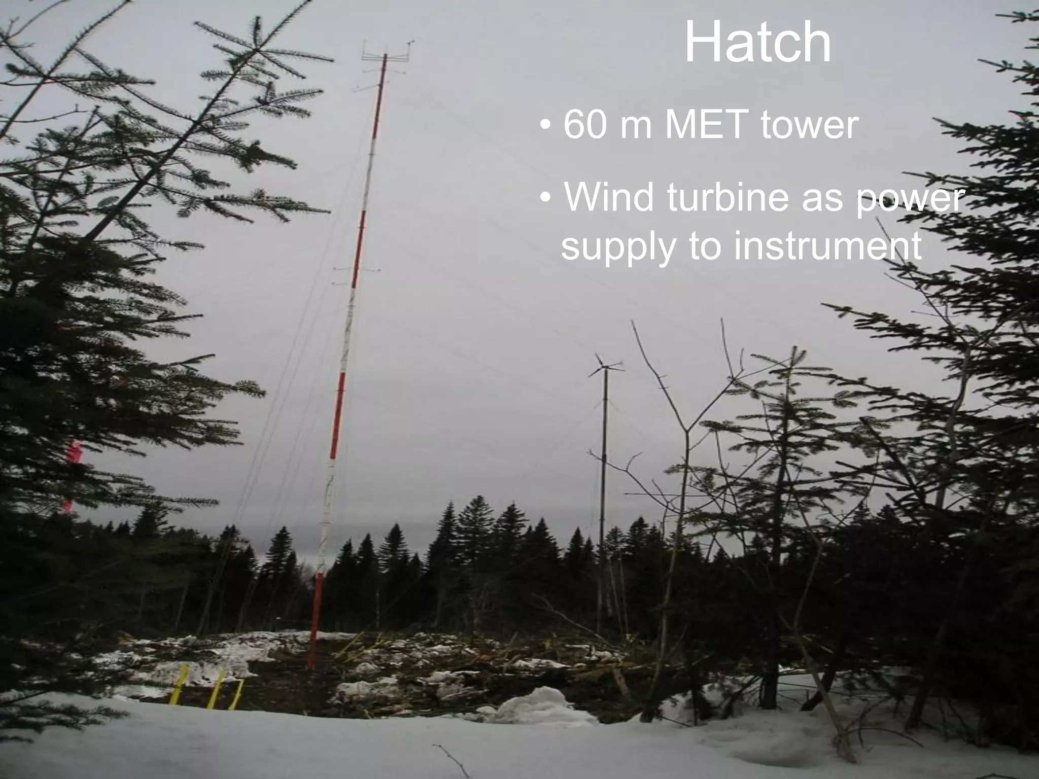 13
01/2012
WindMET
Tower Hatch
• 60 m MET tower
• Wind turbine as power
supply to instrument
 