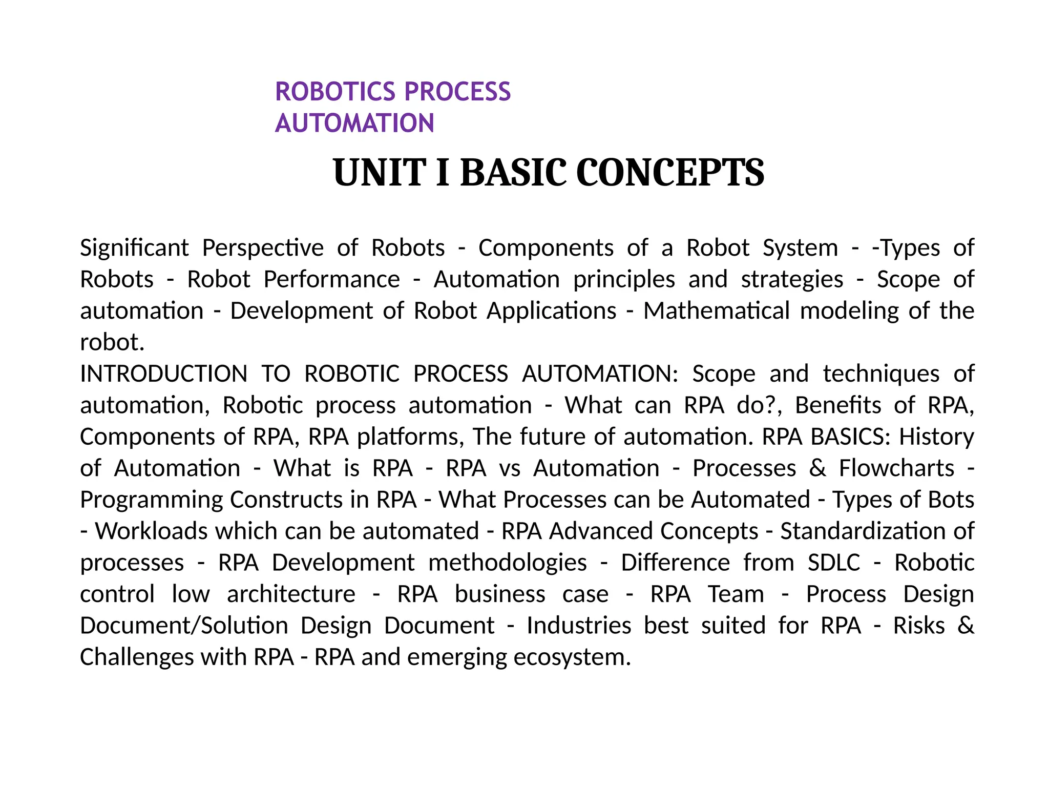 Robotic Process Automation Basic Concepts | PPTX